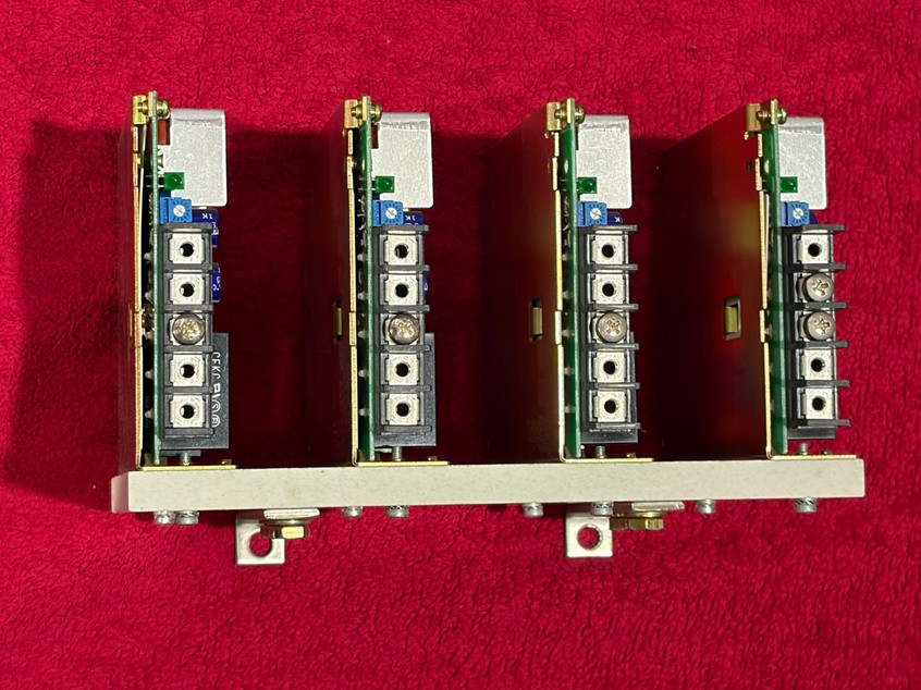 Terminal side view of the four power electronics modules.