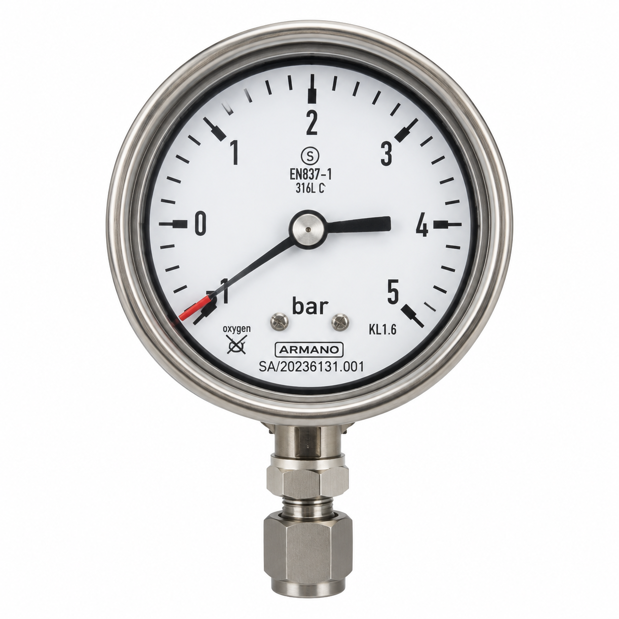 ARMANO RSCh 63-3 stainless-steel Bourdon tube safety pressure gauge with Reed contact R4