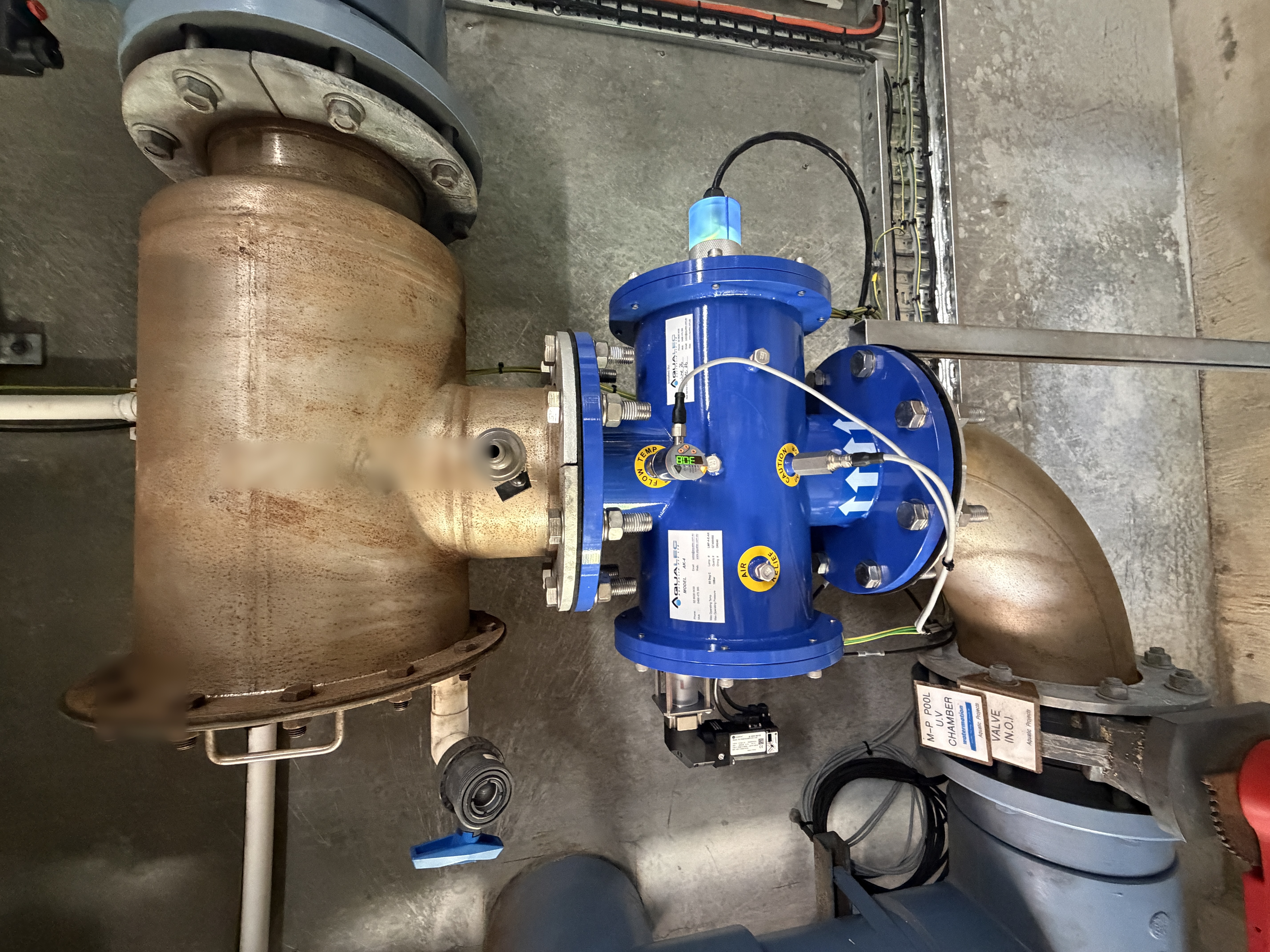 Ozone injection pipework and valves at a water treatment plant