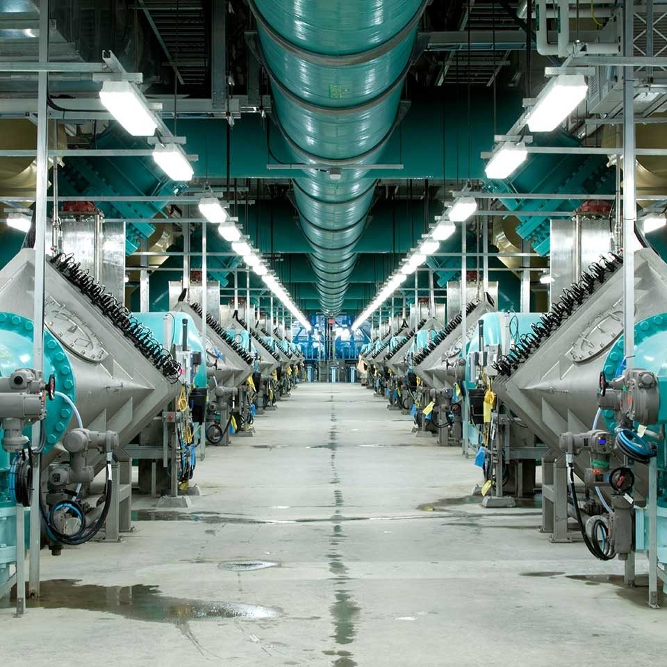 WEDECO Row of K143 UV reactors in a treatment plant hall