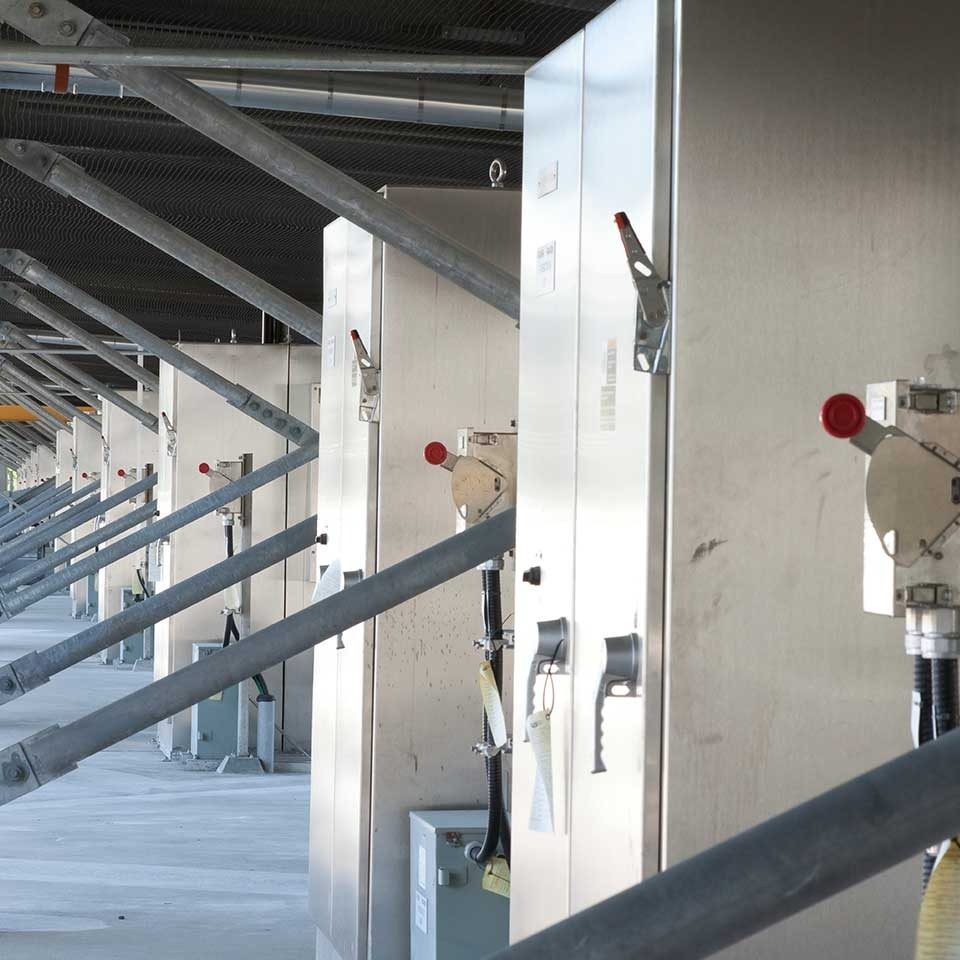 WEDECO K143 control cabinets beside the reactors